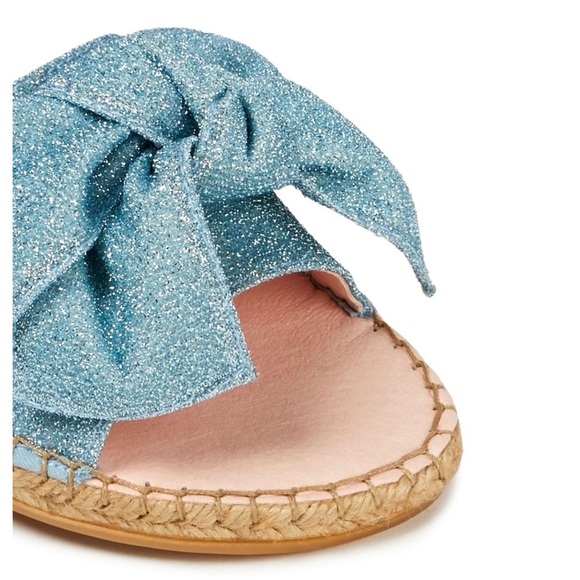 MANEBI Bow-embellished Lurex Metallic Espadrille Slides Women’s Sz 39 (US 9) NEW - Picture 6 of 10